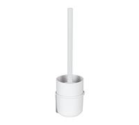 WENKO Turbo-Loc - Escobilla de Inodoro (plástico, para fijación sin taladrar, con Tapa Flexible, Soporte de Pared de Metal), Color Blanco