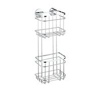 Wenko Turbo-Loc estantería Mural 2 repisas Acero INOX - Fijar sin taladrar, Acero Inoxidable, 18 x 47.5 x 12.5 cm, Brillante