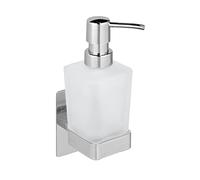 Wenko Turbo-Loc Genova Shine, 200 ml de fijación líquida sin perforación, Soporte de Acero Inoxidable, dispensador de jabón de Vidrio Satinado, 6,2 x 19,7 x 9 cm, Brillante, 6,2 x 19,7 x 9 cm