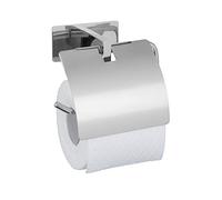 WENKO Turbo-Loc® Genova Shine - Soporte de Pared para Rollo de Papel higiénico, fijación sin taladrar con Sistema de Almohadilla Adhesiva, Soporte de Acero Inoxidable, 14 x 11,4 x 6,2 cm, Brillante