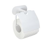 WENKO Turbo-Loc® Orea - Portarrollos de papel higiénico con tapa (acero inoxidable, 14 x 12,5 x 7 cm), color blanco mate