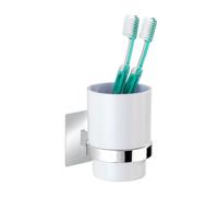 Wenko Vaso para Cepillo de Dientes Turbo-Loc® Quadro para Montaje en Pared Cromo