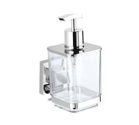 WENKO Vacuum-Loc dosificador de jabón de acero fino Quadro Capacidad: 0.34 l, Acero inoxidable, 7.5 x 16 x 10 cm, Brillante