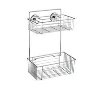 Wenko Vacuum-Loc estantería Bari 2 repisas - Fijar sin taladrar, Acero, 26 x 38 x 17 cm, Cromo