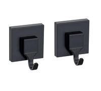Wenko Vacuum-Loc® gancho de pared Quadro juego de 2, ganchos de baño de plástico, se fija sin taladrar, negro