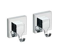 WENKO Vacuum-Loc® Percha Angular 2 uds. Juego de 2 Unidades, Gancho para Toallas, Perchero, fijación sin taladrar Cromo