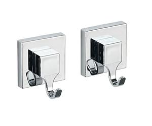 WENKO Vacuum-Loc percha angular 2 uds. - Juego de 2 unidades, gancho para toallas, perchero, fijación sin taladrar, Plástico (ABS), 6 x 7 x 5 cm, Cromo