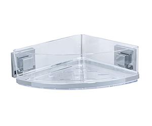 WENKO Vacuum-Loc repisa esquinera de acero fino Quadro, Acero inoxidable, 28 x 8.5 x 19.5 cm, Brillante