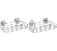 Wenko Vacuum-Loc repisa - Fijar sin taladrar, Acero, 26 x 5.5 x 15.5 cm, Cromo (Paquete de 2)