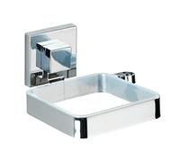 WENKO Vacuum-Loc soporte para secador de pelo de acero fino Quadro, Acero inoxidable, 14 x 7.5 x 13.5 cm, Brillante