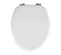 Wenko Valencia - Asiento de Inodoro, con sujeción metálica de Cromo y MDF, Color Blanco