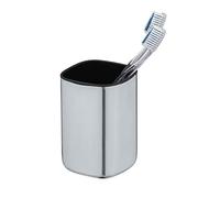 Wenko Vaso de Dientes Acero Inoxidable Alassio, Brillo, Plateado Brillante, 10.5 x 7 x 7 cm