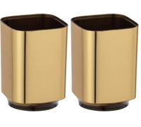 WENKO Vaso de Dientes Auron Oro, Plástico, 7 x 10 x 7 cm, Oro (Paquete de 2)