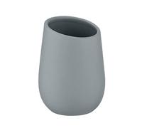 WENKO Vaso de dientes Badi gris cerámica - Soporte para cepillos de dientes, para cepillos y pasta de dientes, Cerámica, 8 x 11 x 8 cm, Gris