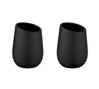 Wenko Vaso de Dientes Badi Negro cerámica - Soporte para cepillos de Dientes, para cepillos y Pasta de Dientes, Cerámica, 8 x 11 x 8 cm, Negro (Paquete de 2)