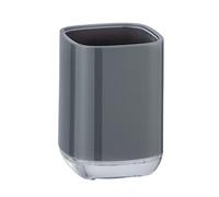WENKO Vaso de dientes Masone gris - Soporte para cepillos de dientes, para cepillos y pasta de dientes, Poliestireno, 7.5 x 10.5 x 7.5 cm, Gris