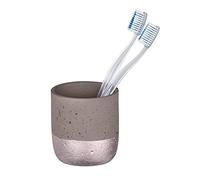 WENKO Vaso de dientes Mauve - Soporte para cepillos de dientes, para cepillos y pasta de dientes, Concreto, 8.5 x 9 x 8.5 cm, Gris