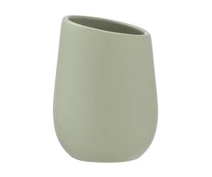 WENKO Vaso higiene dental Badi cerde suave cerámica - Soporte para cepillos de dientes, para cepillos y pasta de dientes, Cerámica, 8 x 11 x 8 cm, Verde
