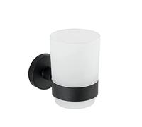 Wenko Vaso para Cepillo de Dientes Uno Bosio Acero Inoxidable Mate Negro Incl. Material de atornillado para Montaje en Pared Mate