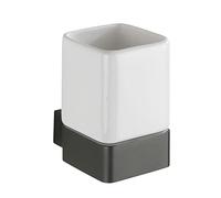 WENKO Vaso higiene dental Montella - Soporte para cepillos de dientes para atornillar, inoxidable, Aluminio, 7.3 x 10.4 x 10.2 cm, Antracita