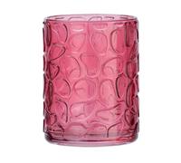 WENKO Vaso higiene dental Vetro fucsia redondo - Soporte para cepillos de dientes, para cepillos y pasta de dientes, Vidrio, 7.5 x 10 x 7.5 cm, Fucsia