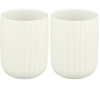 WENKO Vaso para Cepillo de Dientes Agropoli, Blanco Crema, Soporte para Cepillo y Pasta de Dientes en plástico con diseño vívido y Superficie Texturizada, sin BPA, Ø 7,5 x 10 cm (Paquete de 2)