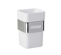 WENKO Vaso para cepillos de dientes de acero fino Premium Plus, Acero inoxidable, 6.5 x 10.5 x 9 cm, Brillante