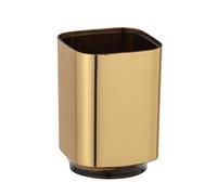 WENKO Vaso para cepillos de dientes dorado de plástico | soporte para cepillo dental y pasta dentífrica, almacenamiento de pinceles de cosmética, Mod Auron