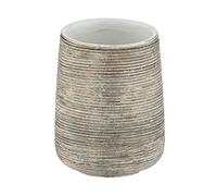 WENKO Vaso para cepillos de Dientes «Fedio», Soporte para cepillos de Dientes y Pasta de Dientes, cerámica Fina con una óptica de Relieve en Dorado, Pintado a Mano, Ø 8 x 11 cm