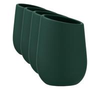 WENKO Vaso para el Cepillo de Dientes Badi, cerámica de Calidad con Superficie Mate, para Guardar el Cepillo y la Pasta de Dientes, Ideal para el Cuarto de baño, Ø 8 x 11 cm, Verde Oscuro