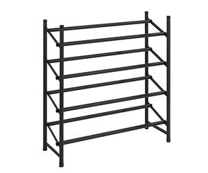 WENKO Zapatero «Hero» extensible, para 24 pares, apilable, también para el armario ropero transitable, 62-115 x 68 x 23 cm, de metal recubierto de polvo con superficie antideslizante en negro mate