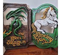 WENLIANG SeñOr De Los Anillos The Prancing Pony and The Green Dragon Pub Signs Set, Hecho A Mano Estilo Barra Signo úNico, Hogar Oficina Pub Home Decor Sign (A+B)
