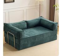 WENMEE Sofá Cama Convertible, Plegable De Pana, Sin Huesos con Almohadas, Colchón Tipo Futón para Sala Estar, Dormitorio, Estudio(Dark Green,Corduroy_150X100X75CM)