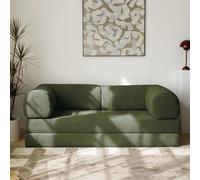 WENMEE Sofá Cama Convertible, Sofá De Pana Retro De Compresión, Sofá Modular para Apartamento Pequeño, para Sala De Estar(Dark Green,150x100x75cm)