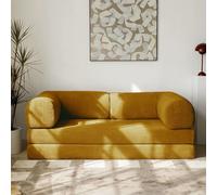 WENMEE Sofá Cama Convertible, Sofá De Pana Retro De Compresión, Sofá Modular para Apartamento Pequeño, para Sala De Estar(Turmeric,180x100x75cm)