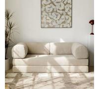 WENMEE Sofá Cama Convertible, Sofá De Pana Retro De Compresión, Sofá Modular para Apartamento Pequeño, para Sala De Estar(Bianco,150x100x75cm)