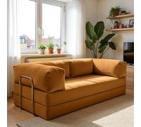 WENMEE Sofá Cama Modular Plegable de Pana, sofá Convertible de Suelo, sofá Combinado, para Sala de Estar, Dormitorio u Oficina - Ginger(200x100x75cm)