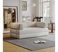 WENMEE Sofá Cama Plegable Convertible 4 en 1, de Tela, sin Estructura, para Sala de Estar, Dormitorio y salón. No Requiere Montaje(Bianco,200x100x75cm)