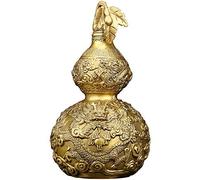 WENMILY Latón Buena Suerte Feng Shui Wu Lou/Hu Lu Calabaza,/con patrón de dragón Estatua, Chino Encanto de Prosperidad, El Feng Shui Decoración de Regalo de decoración para el hogar