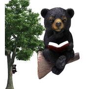 Wenmin Figuritas de oso Decoración del hogar, Estatua de jardín resistente al agua, escultura de bienvenida con luces solares, Estatuas de osos al aire libre, estatuas de decoración de paisajes