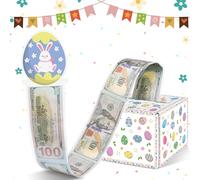 WenmthG Hucha de Pascua para dinero en efectivo, caja de regalo sorpresa de Pascua para niños y niñas, caja de dinero con 100 bolsas transparentes, ideas de regalo de dinero de Pascua para mujeres y