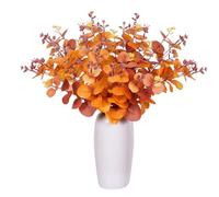 Wennala 8 unidades de eucalipto decorativas de otoño, flores artificiales de otoño, flores artificiales de otoño, flores artificiales de color naranja, 35 cm para decoraciones de otoño, decoración de