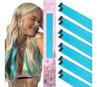 WENNALIFE 12 Piezas Azul Cielo Extensiones de Clip de Pelo, Colorido Extensiones de Cabello Pelo Postizo Mechas de Colorido Extensiones Clip Mechas Pelo Lacio para Niñas Mujeres Trenzas Cosplay Fiesta