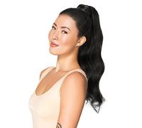 WENNALIFE Coleta Postiza Pelo Natural Clip, 50cm 20 Pulgadas 90g Negro Azabache Extensiones Coleta de Pelo Natural Extensiones de Cabello Humano Remi Wrap Around Ponytail Extension Hairpieces