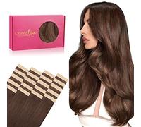 WENNALIFE Extensiones Adhesivas Pelo Natural, 45cm, 50g, 20 Piezas, Schokoladenbraun, Extensiones Pelo Remy Cabello Humano