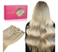 WENNALIFE Extensiones Clip Pelo Natural, 45cm 120g 7 Piezas, Rubio Ceniza a Rubio Dorado y Rubio Platino Extensiones de Clip Natural Extensiones Pelo Remy Extensiones Cabello Postizos Mujer