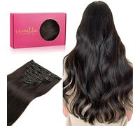 WENNALIFE Extensiones Clip Pelo Natural, 55cm 120g 7 Piezas, Castaño Oscuro Extensiones de Clip Natural Extensiones Pelo Remy Extensiones Cabello Postizos Mujer