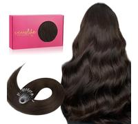 WENNALIFE Extensiones de cabello humano Remy con microanillos, 50 g 1/s y 55 cm, color marrón claro oscuro, micro-enlaces invisibles para el pelo, alisadas, naturales con fusión