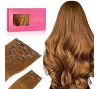 WENNALIFE Extensiones de Clip de Pelo Natural, Jengibre Caoba 150g 60cm 9 Piezas Extensiones Pelo Natural Remy Cabello Humano Extensiones Pelo Natural Clip Double Weft Extensiones de Clip