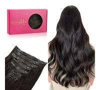 WENNALIFE Extensiones de Clip Seamless de Pelo natural, Castaño Oscuro 50cm 150g 7 Piezas Sin Costuras Extensiones Pelo Natural Clip Extensiones de Cabello Remy Humano Natural Invisible Clip In